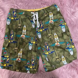 Tiki Bart & Homer Simpson Hybrid Board Shorts Size 34